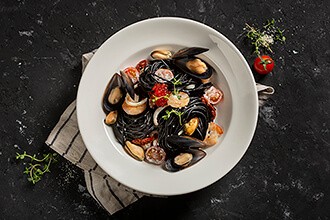Спагетти Нери с морепродуктами